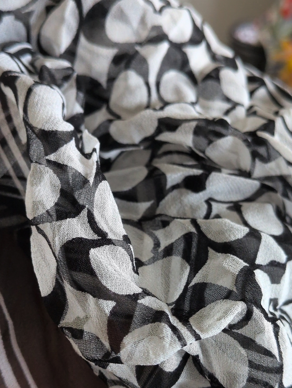 Coach Black and White Circular Print Lightweight Scarf